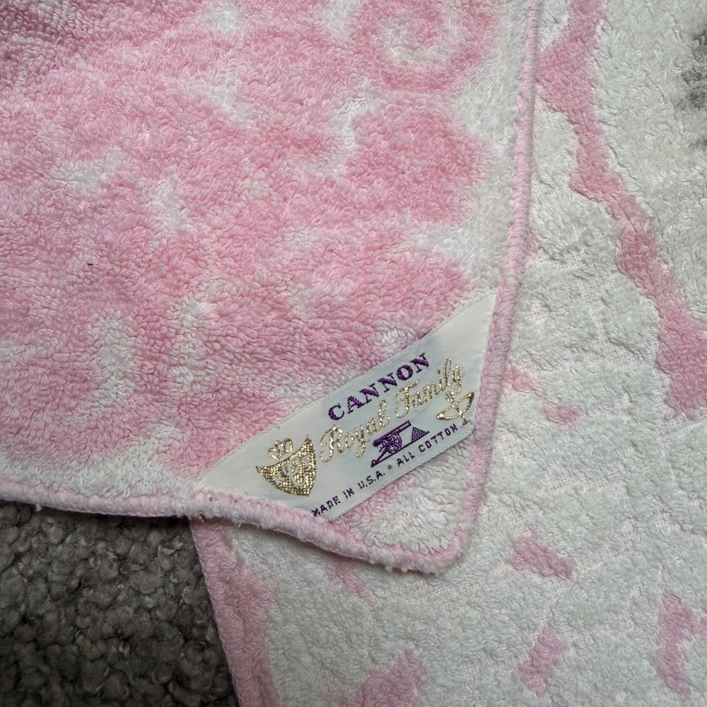 70s Vintage Cannon Royal Family 6pc Towel Set‎ Pink Rose Floral Cotton White - Picture 3 of 12
